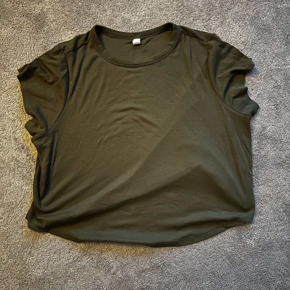 Olive Green Women's Ribbed Top